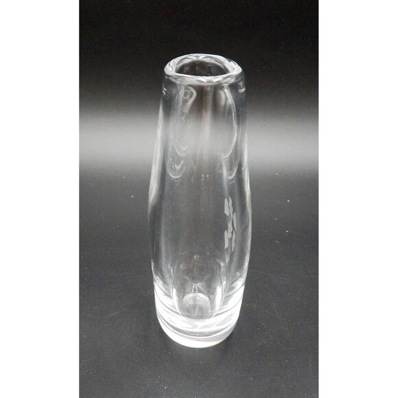 Orrefors Sven Palmqvist Crystal Bud Small Vase Etched Flower 5 1/4 In Signed - Picture 2 of 8